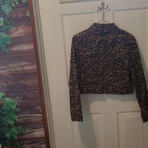 Multi-Colored Floral Pattern Ladies Medium Light Weight Petite Jacket
